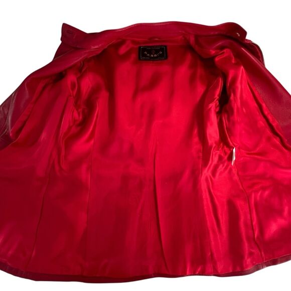 Parri's Italian Red Leather Jacket Size M Emily In Paris Emily Cooper Inspired - Picture 6 of 10